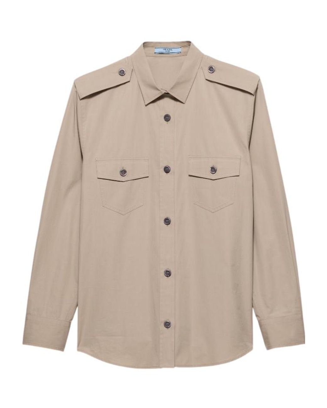 Prada Natural Long-Sleeved Poplin Shirt
