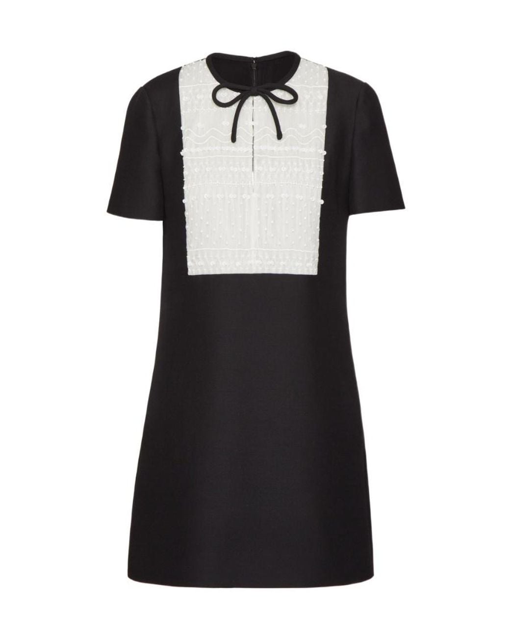 Valentino Black Embroidered Crepe Couture Short Dress