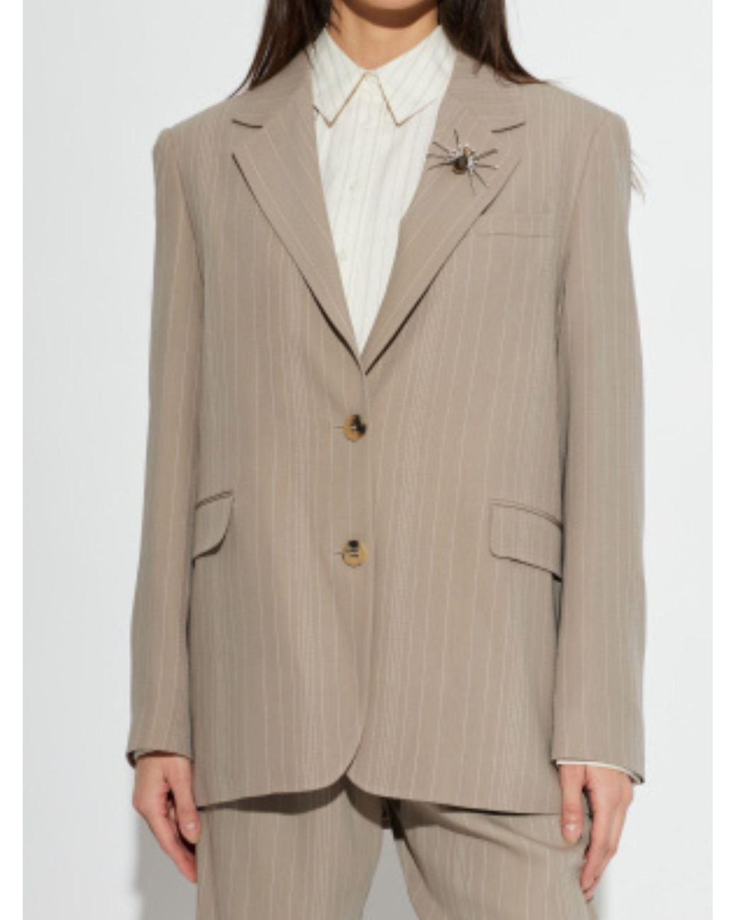 Golden Goose Deluxe Brand Natural Embellished Prinstriped Jacket