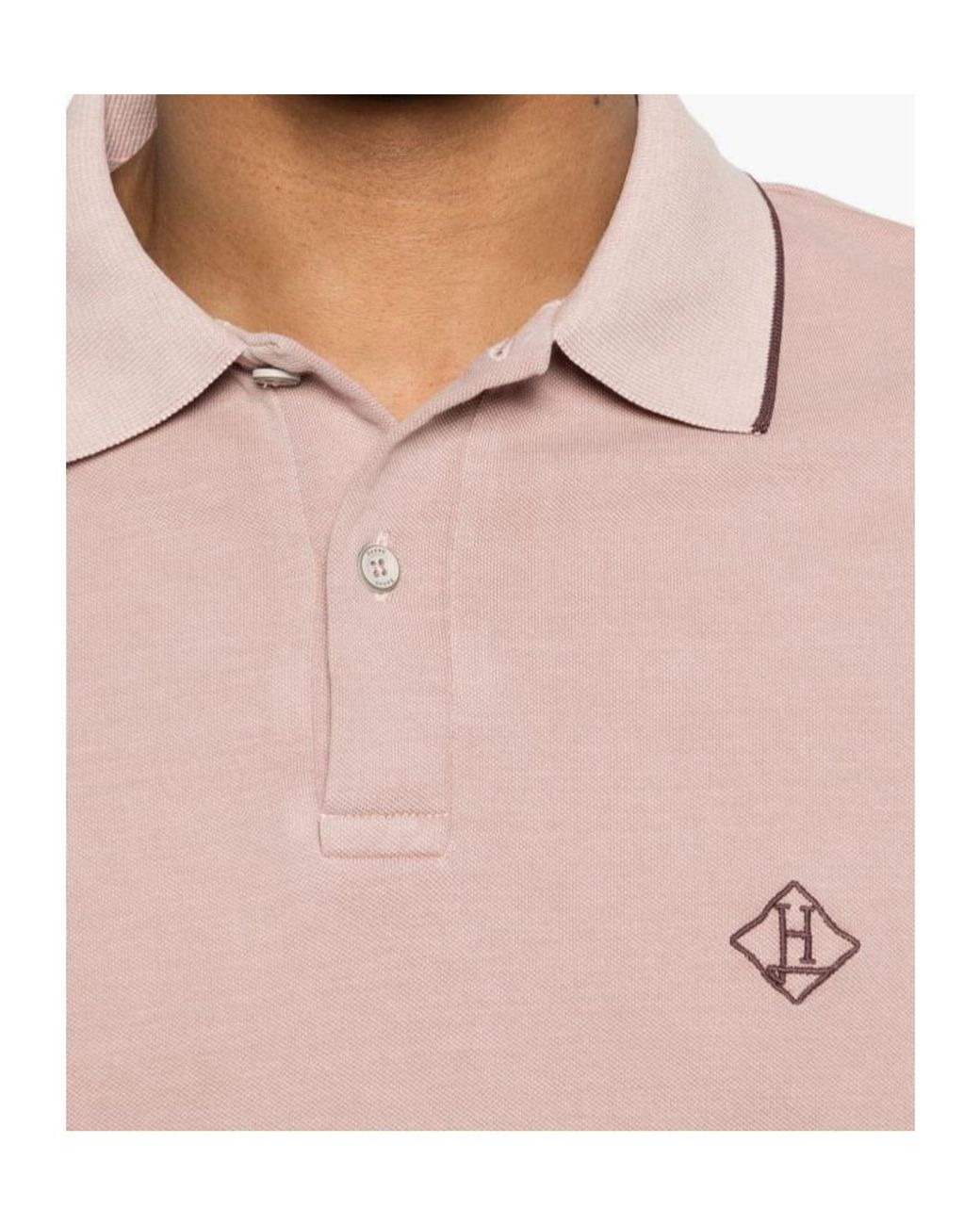 Herno Pink Logo Trim Polo Shirt for men