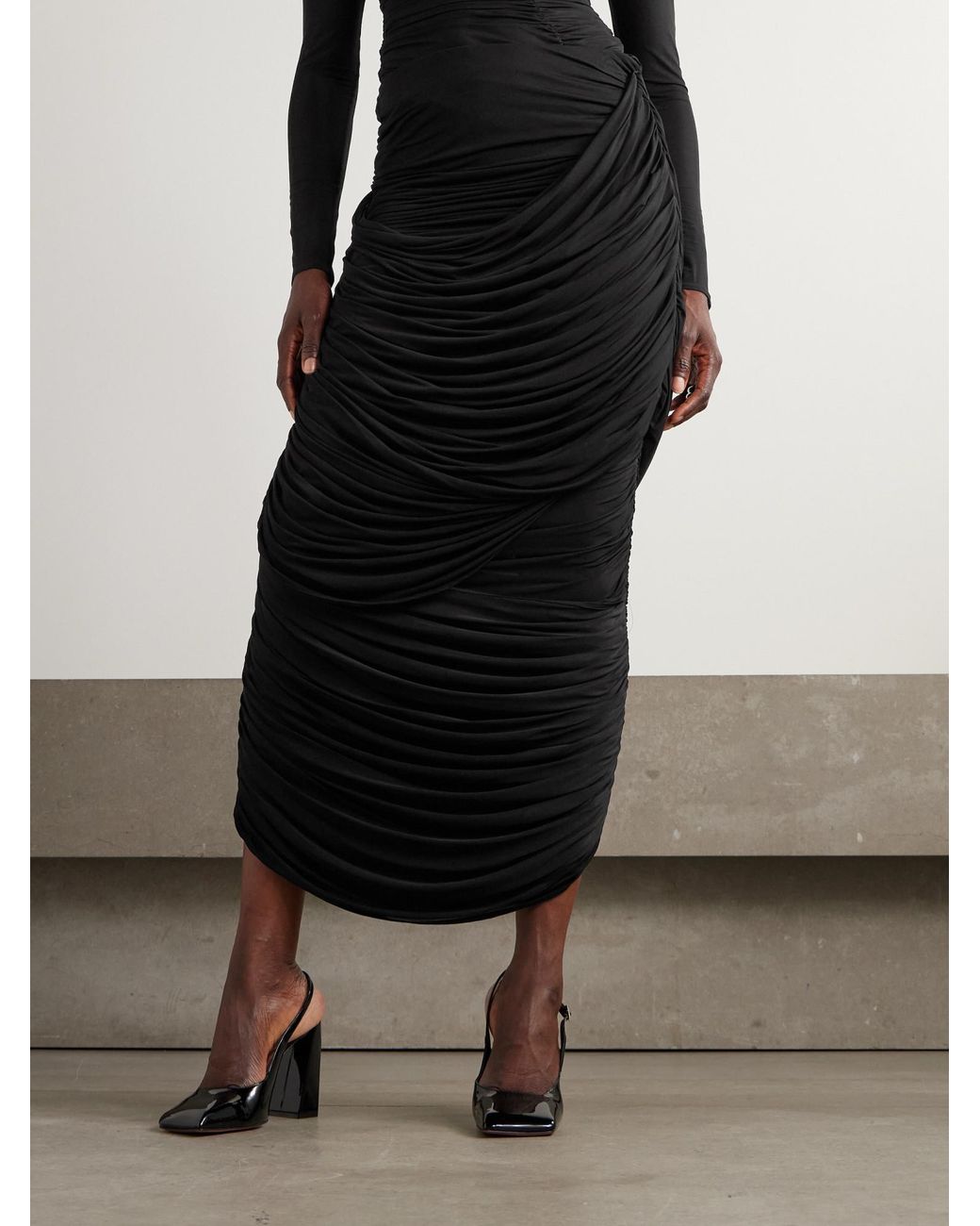Magda Butrym Black High-Waisted Midi Skirt