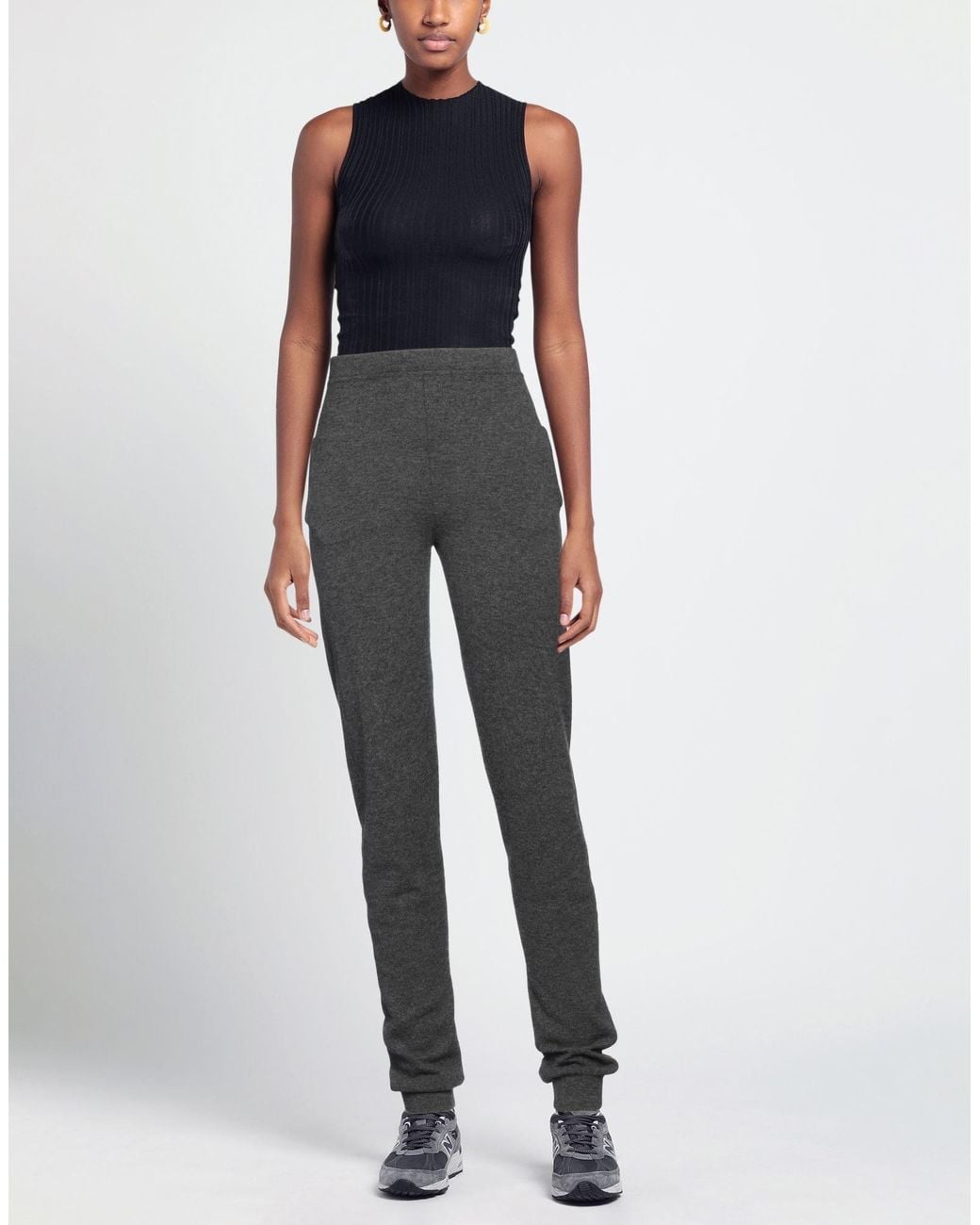 Saint Laurent Gray High-Waisted Cashmere Casual Pants