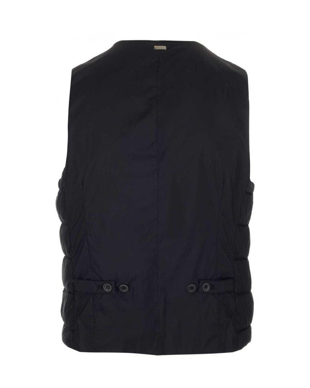 Herno Blue Padded Button-Up Gilet for men