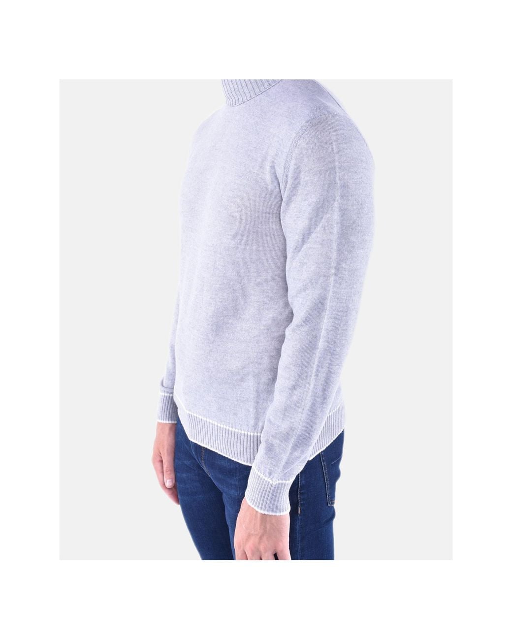 Eleventy Blue Embroidered Turtleneck Knitted Sweater for men