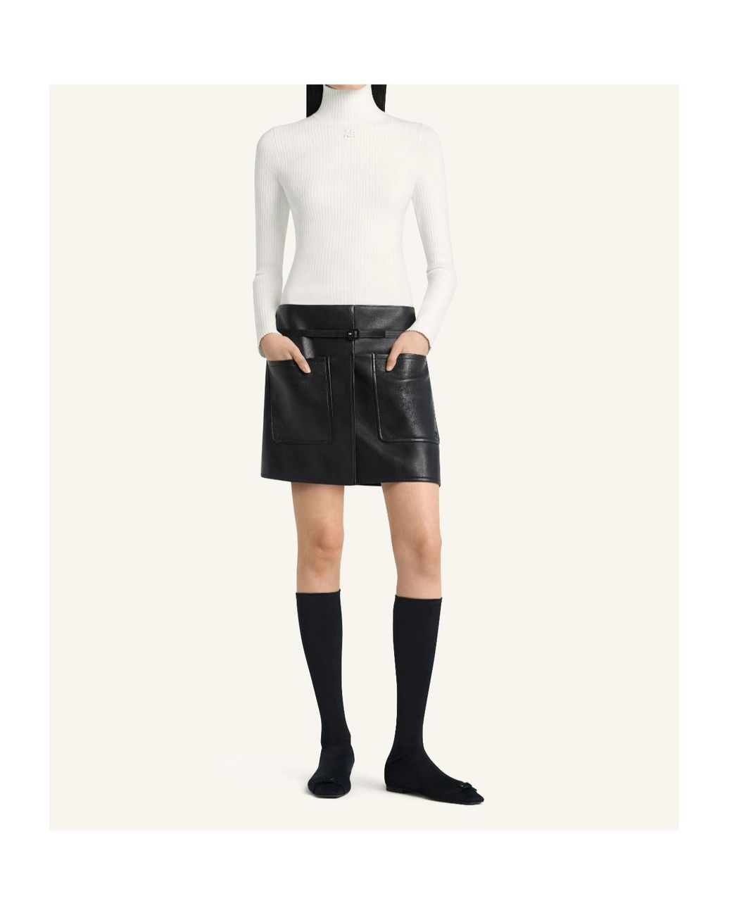 Courreges White Logo-Embroidered Turtleneck Top