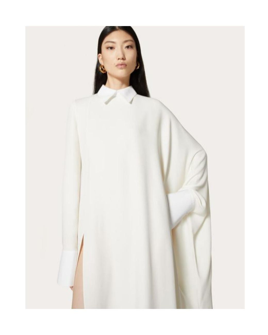 Valentino White Cady Couture Silk Shirt Dress
