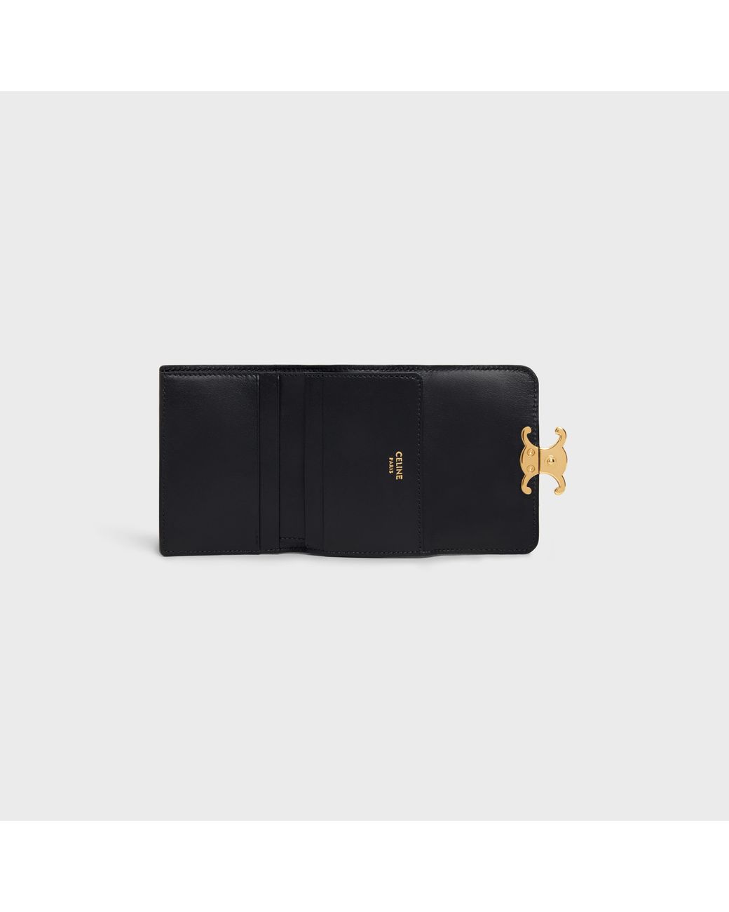 Céline Black Compact Wallet Triomphe