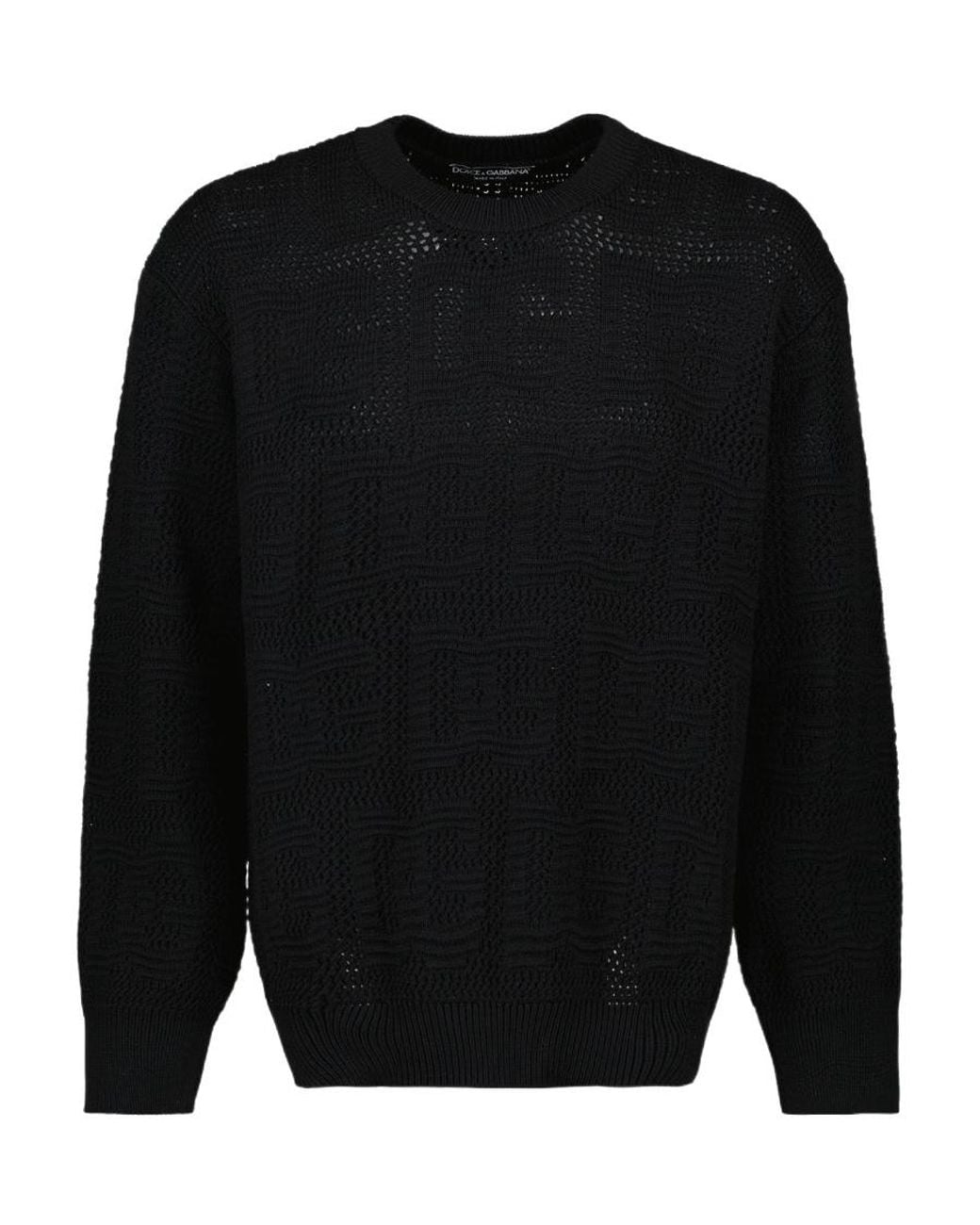 Dolce & Gabbana Black Logo-Jacquard Drop Shoulder Jumper for men