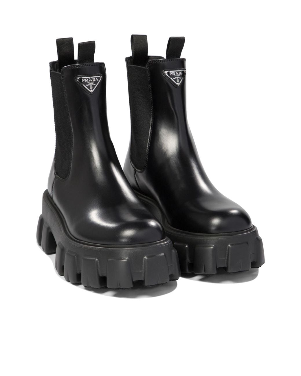 Prada Black Monolith Round-Toe Chelsea Boots