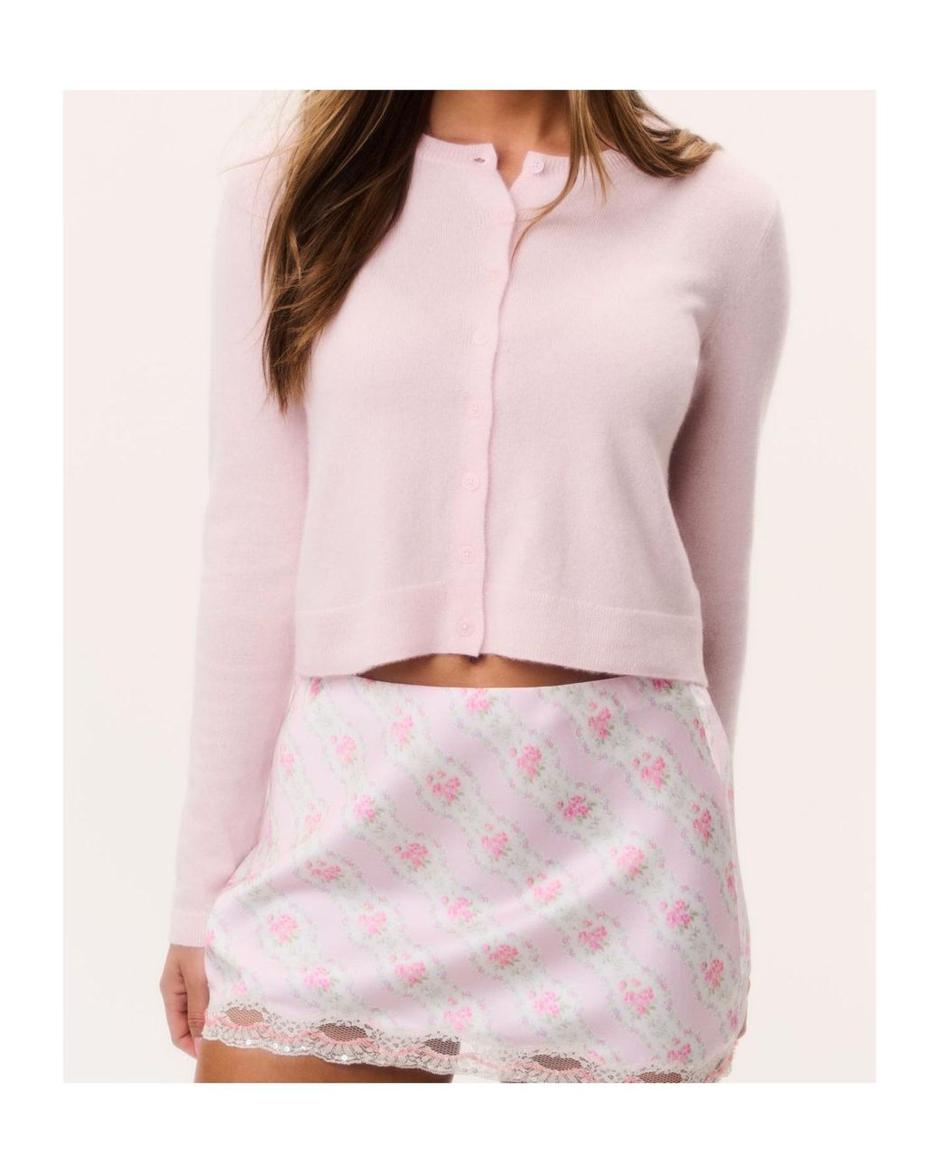 LoveShackFancy Pink Cameyrn Cropped Cardigan