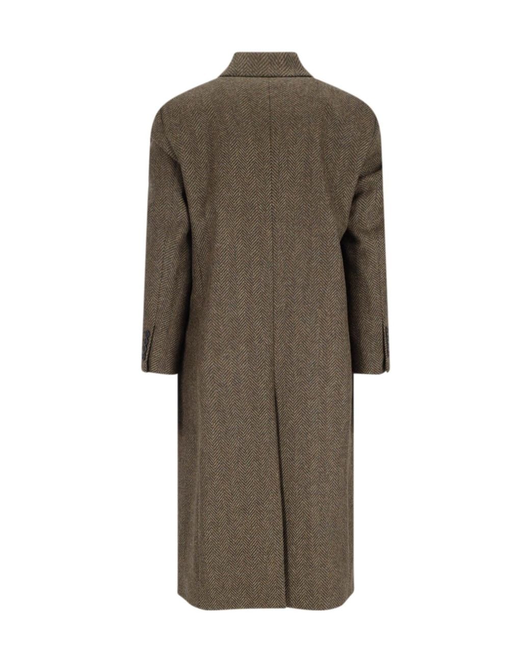 sunflower Brown Herringbone Double-Breasted Coat for men