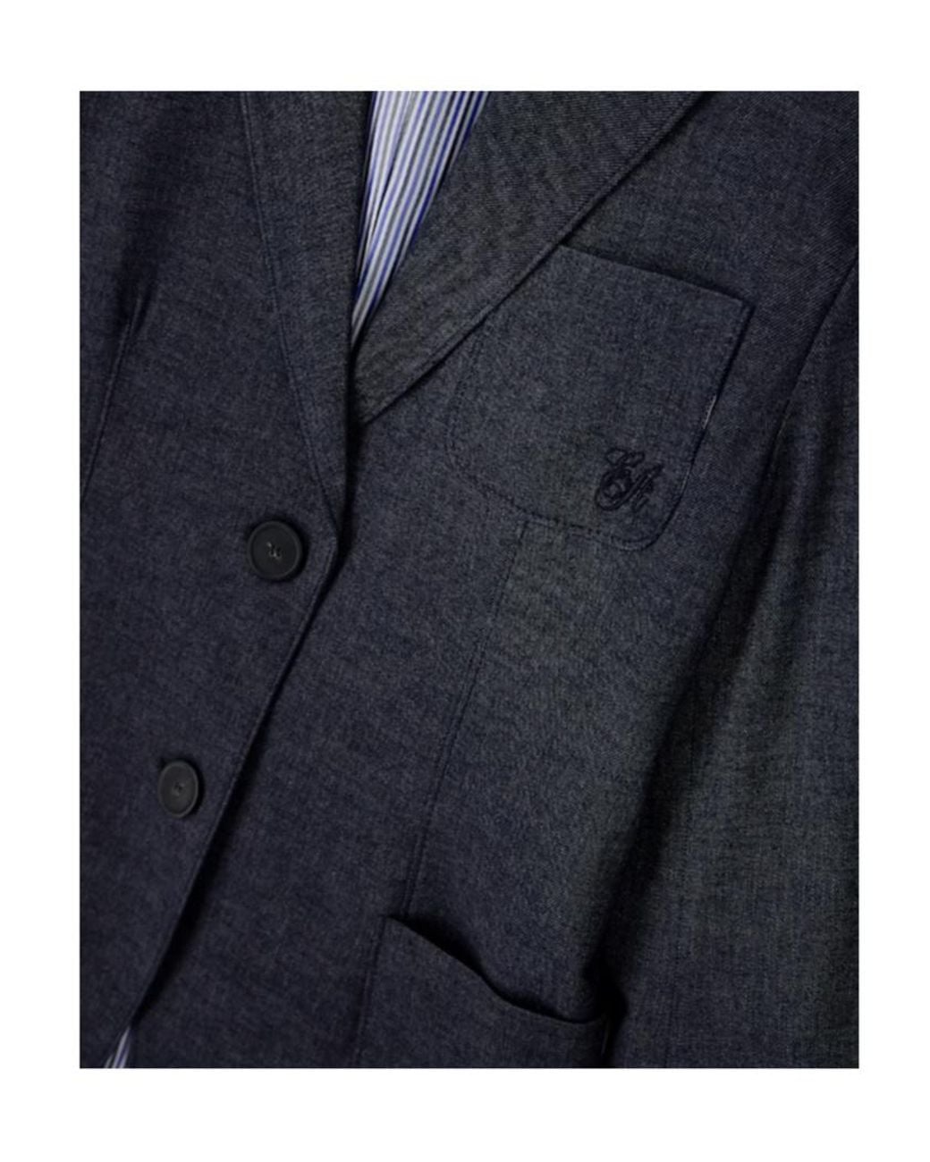 Emporio Armani Blue Wool Blend Blazer With Denim Effect Signature Capsule