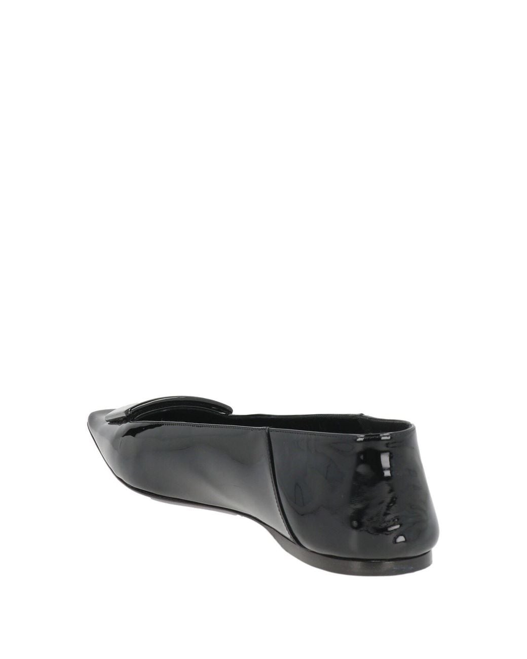 Saint Laurent Black Square-Toe Patent Leather Ballet Flats