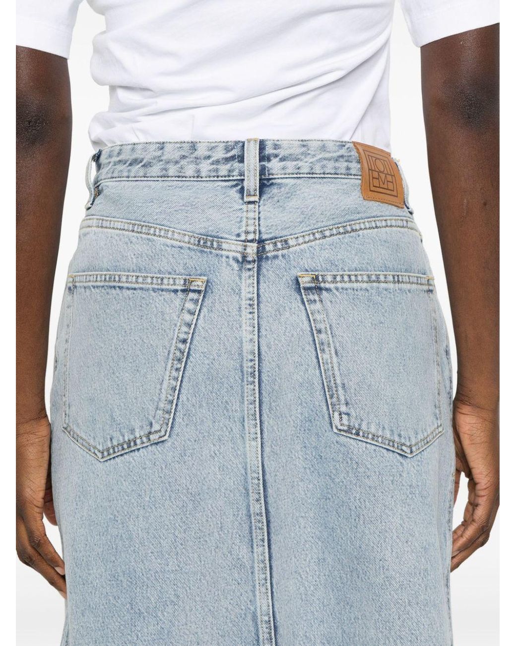 Totême  Blue Totême Mid-Rise Denim Midi Skirt