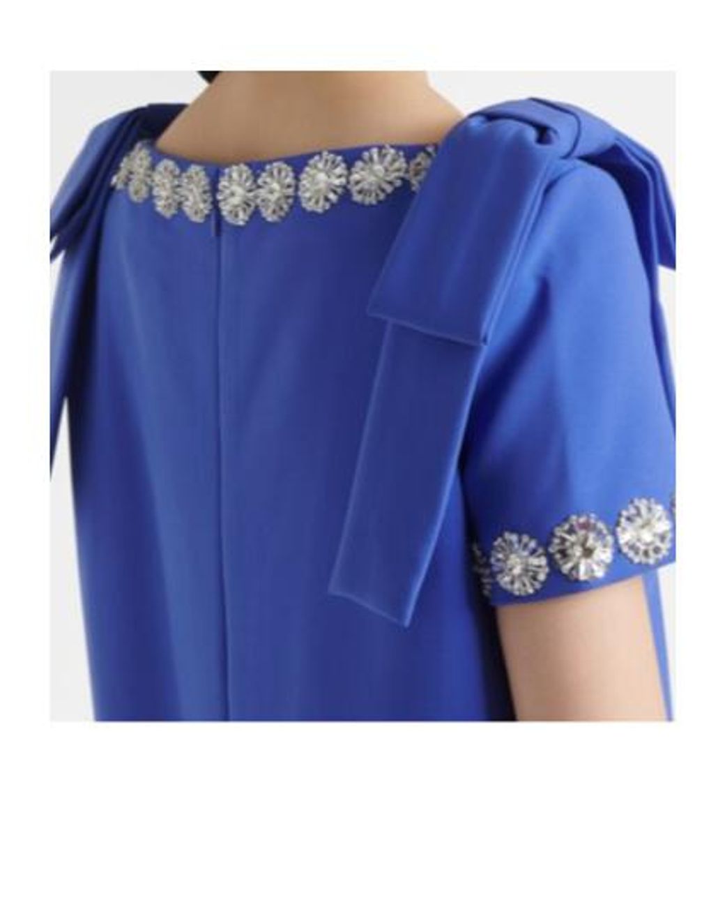 Carolina Herrera Blue Embroidered Bow-Detail Crêpe Gown