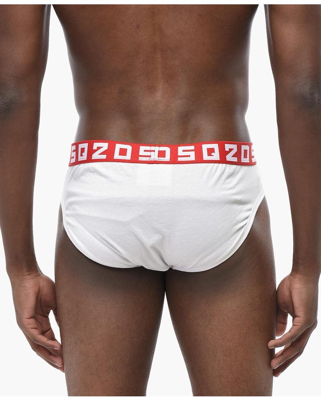 DSquared² White Logo Elastic Waist Briefs for men