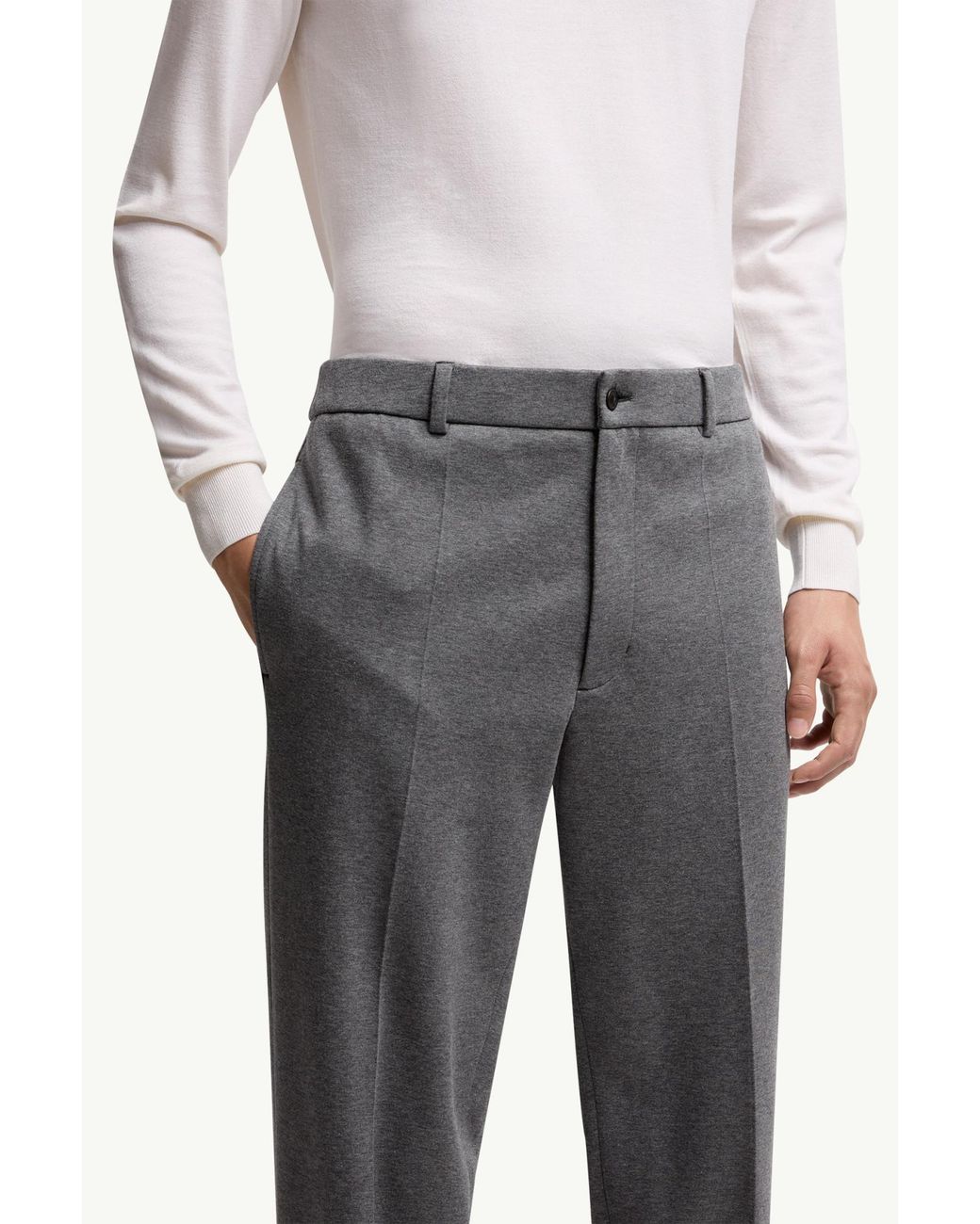 Moncler Gray Cotton Blend Tailored Pants for men