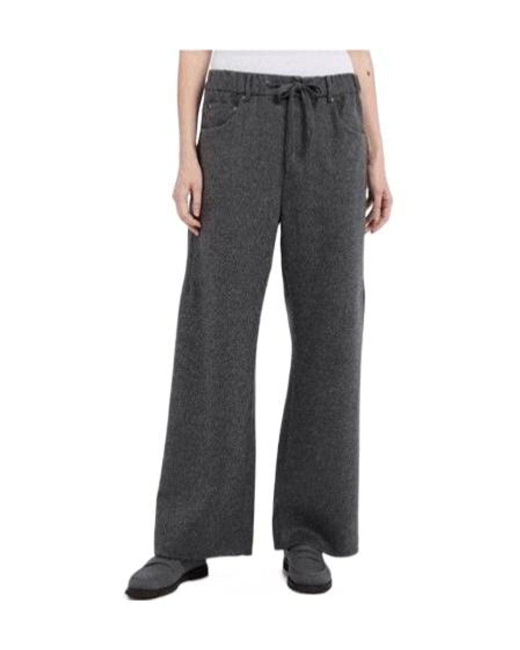 Brunello Cucinelli Gray Drawstring Wide Leg Trousers
