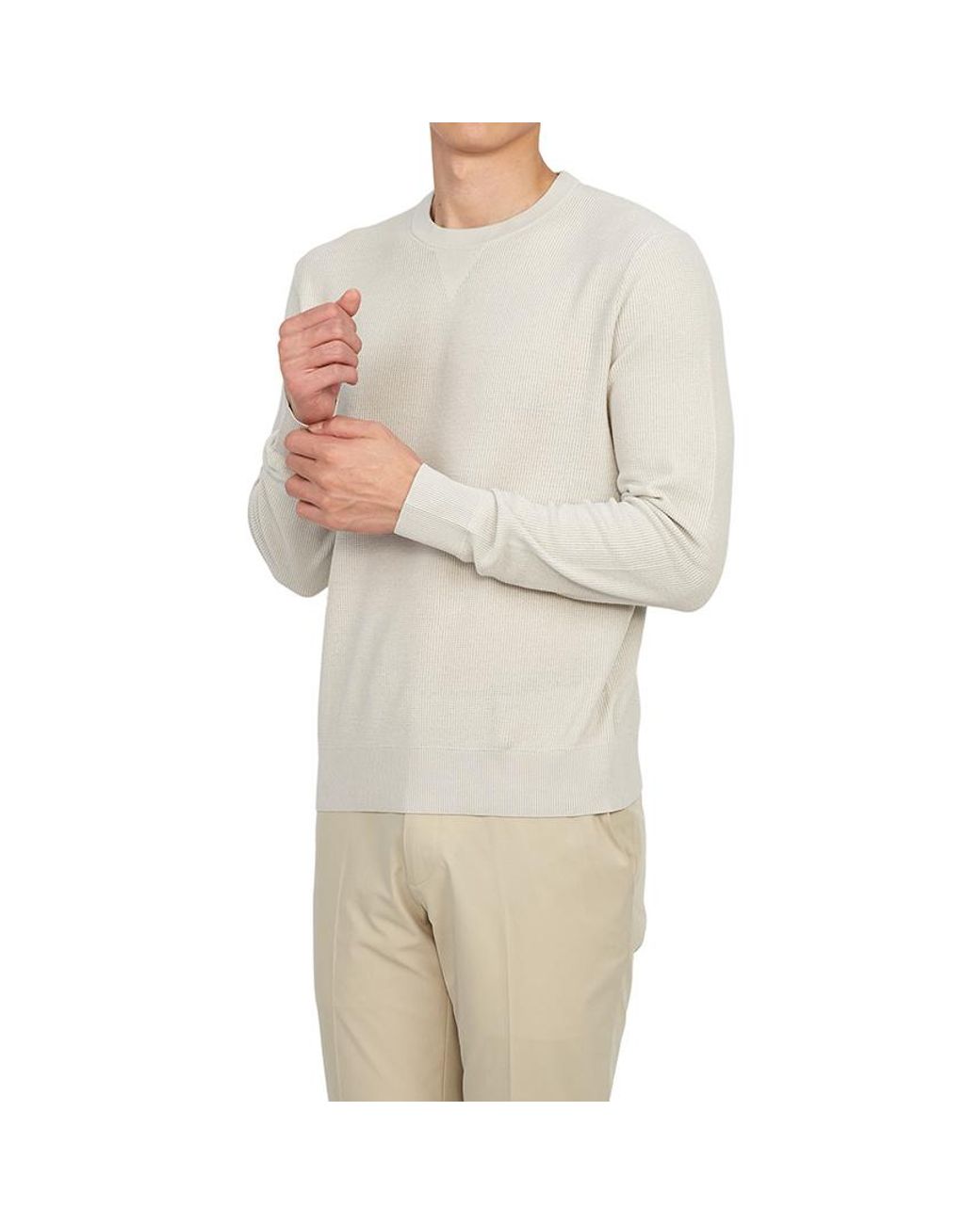 Theory White Crew-Neck Ribbed-Knit Jumper for men
