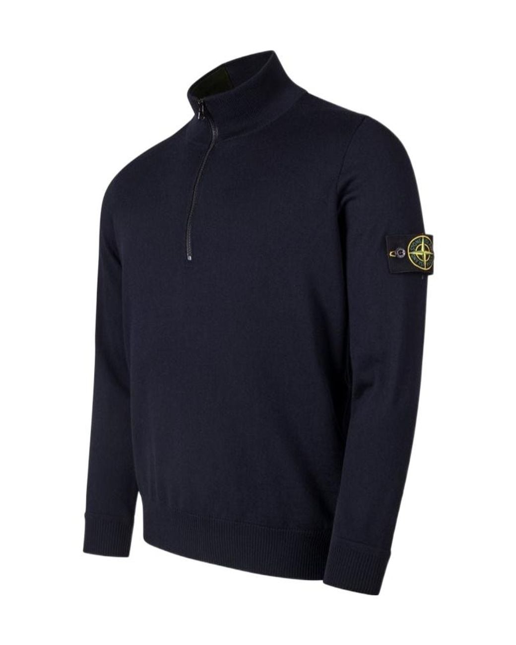 Stone Island Blue Zip-Neck Sweater for men