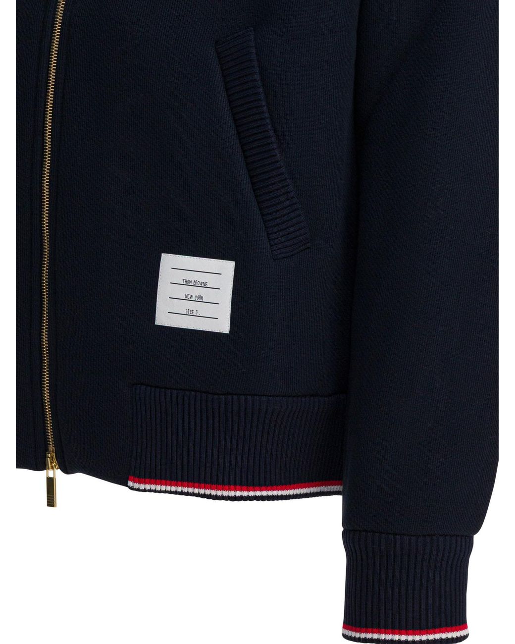 Thom Browne Black Rwb-Striped Zipped Sweatshirt for men