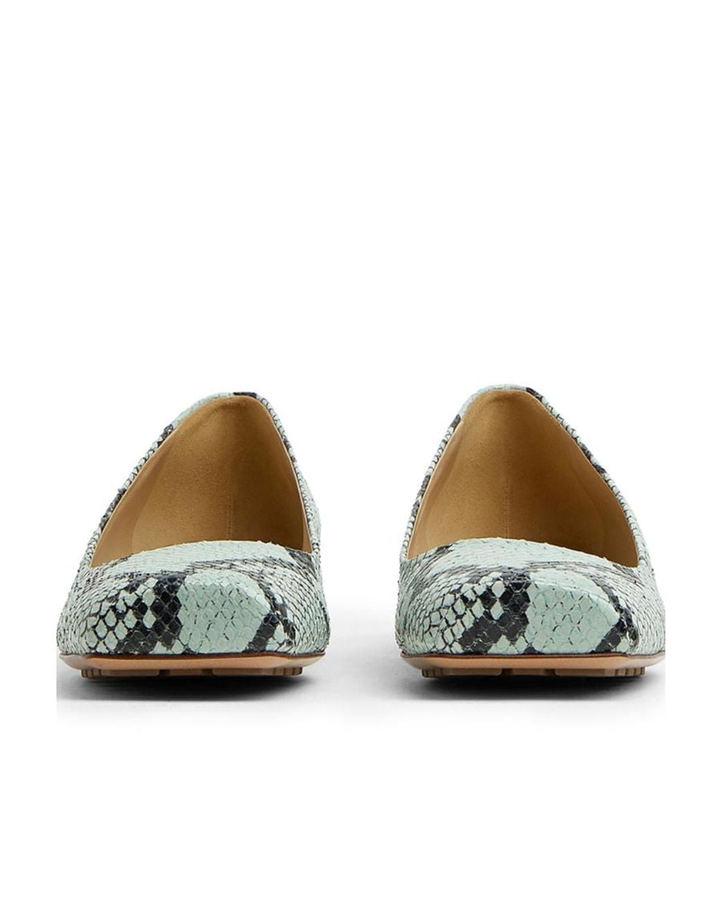 Bottega Veneta Green Tower Python-Print Ballerina Shoes