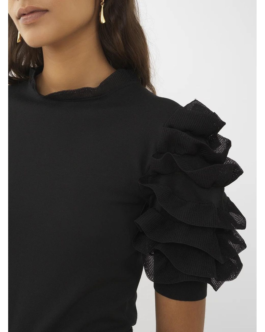 Chloé Black Ruffled-Sleeve Blouse