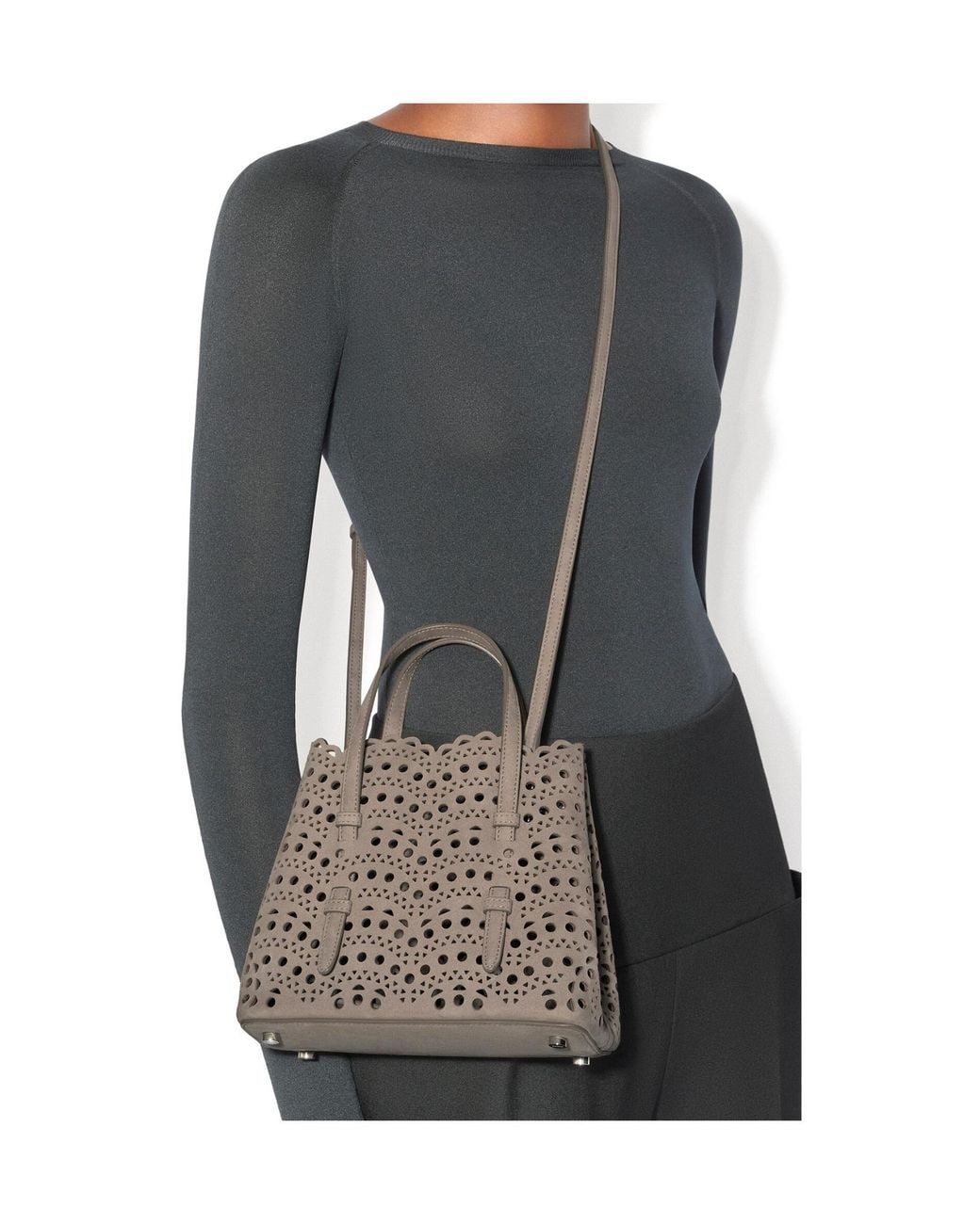 Alaïa Natural Alaïa Mina 20 Cut-Out Top Handle Bag