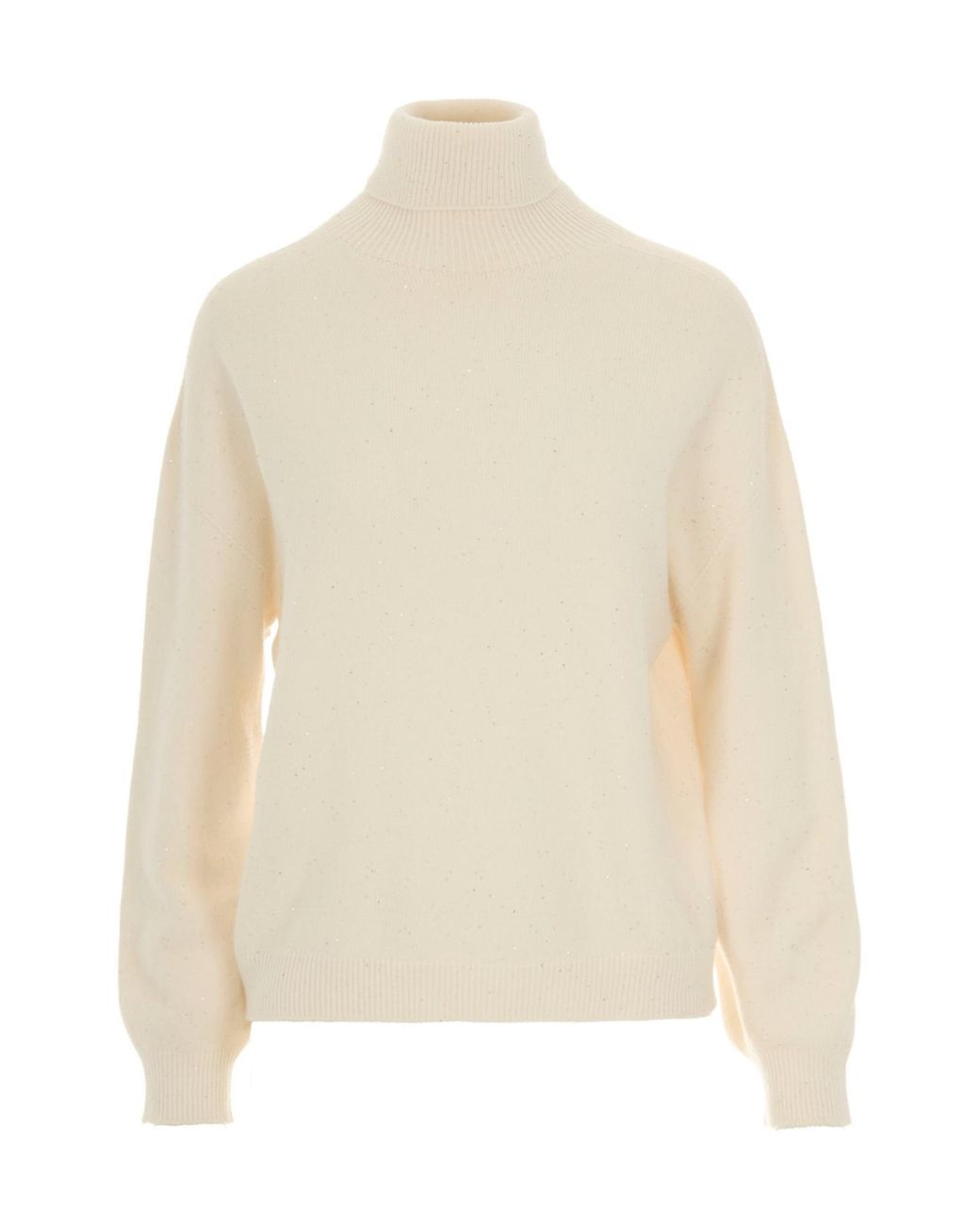 Liu Jo Natural Sequin Embellished Polo-Neck Jumper
