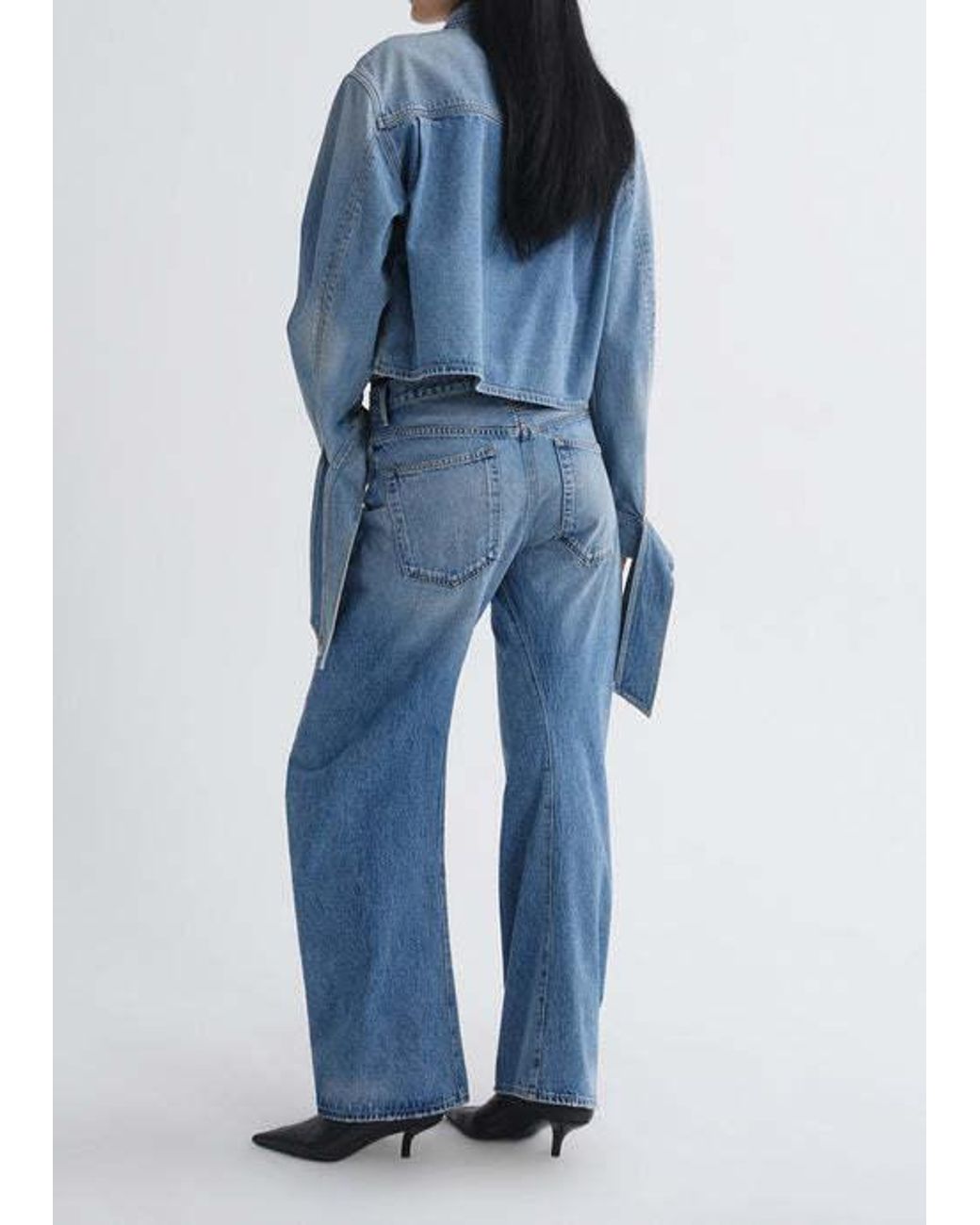 Agolde Blue Cropped Denim Shirt Jacket