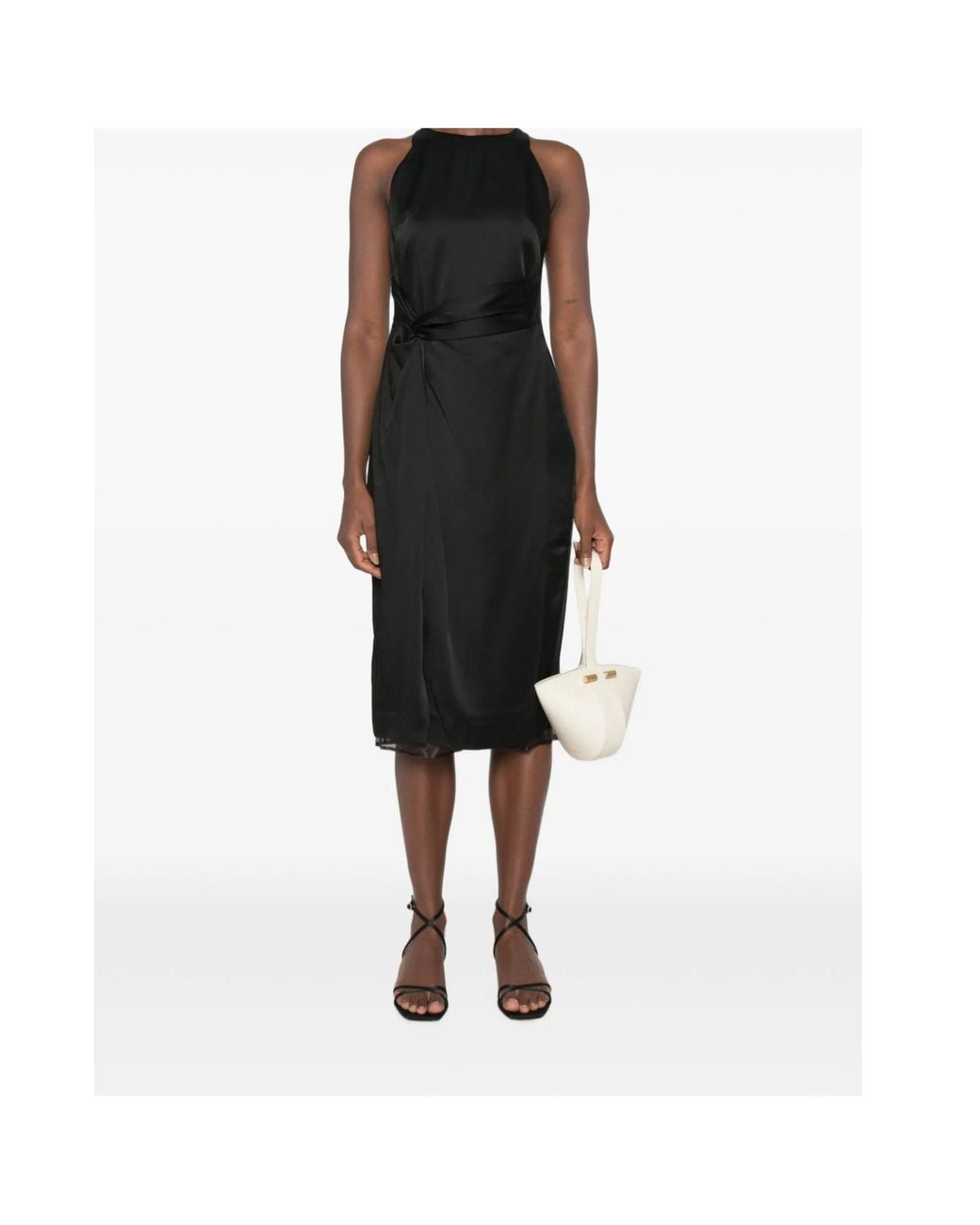 Rohe Black Twist-Detail Sleeveless Midi Dress