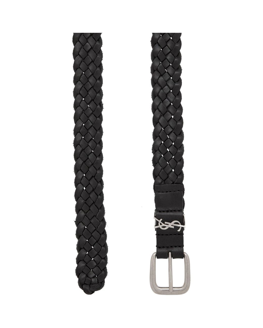 Saint Laurent White Woven Leather Belt for men