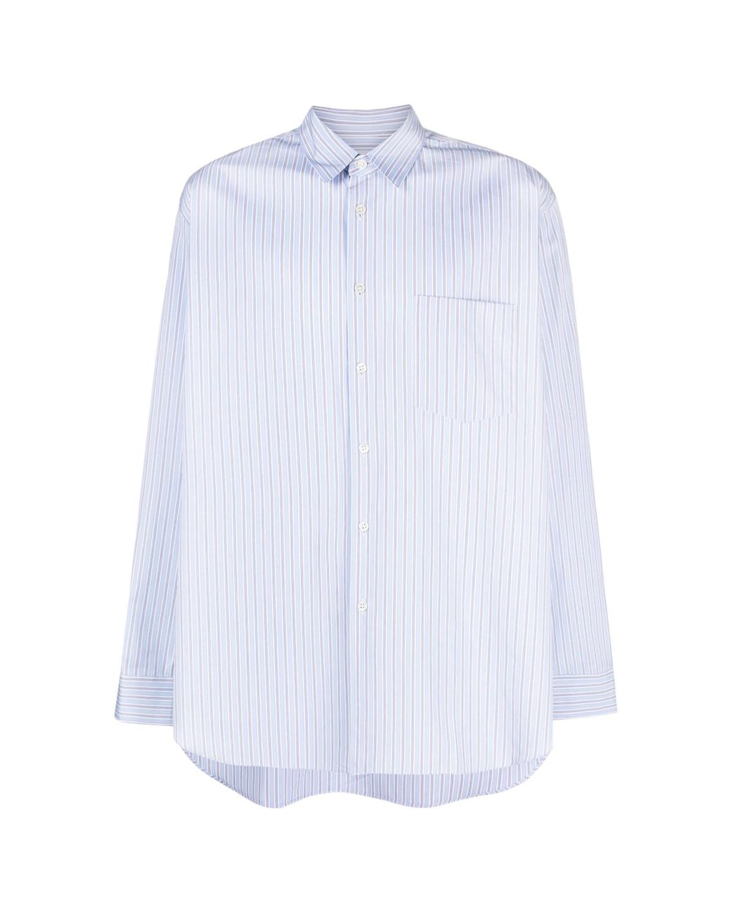 Comme des Garçons White Vertical-Striped Cotton Shirt for men