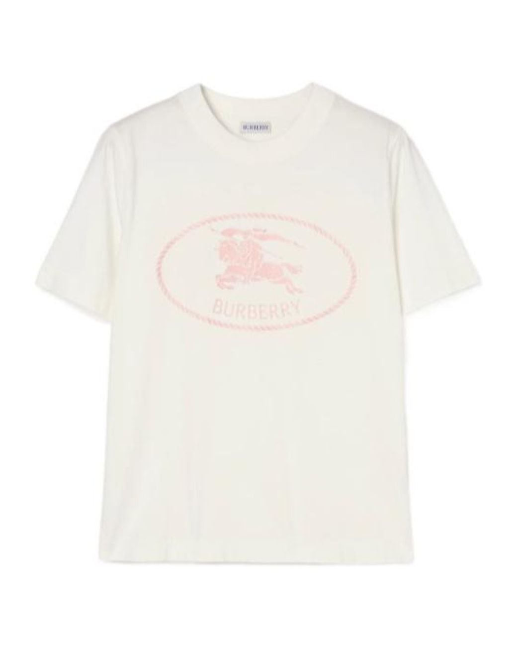Burberry White Logo Embroidered Crewneck T-Shirt