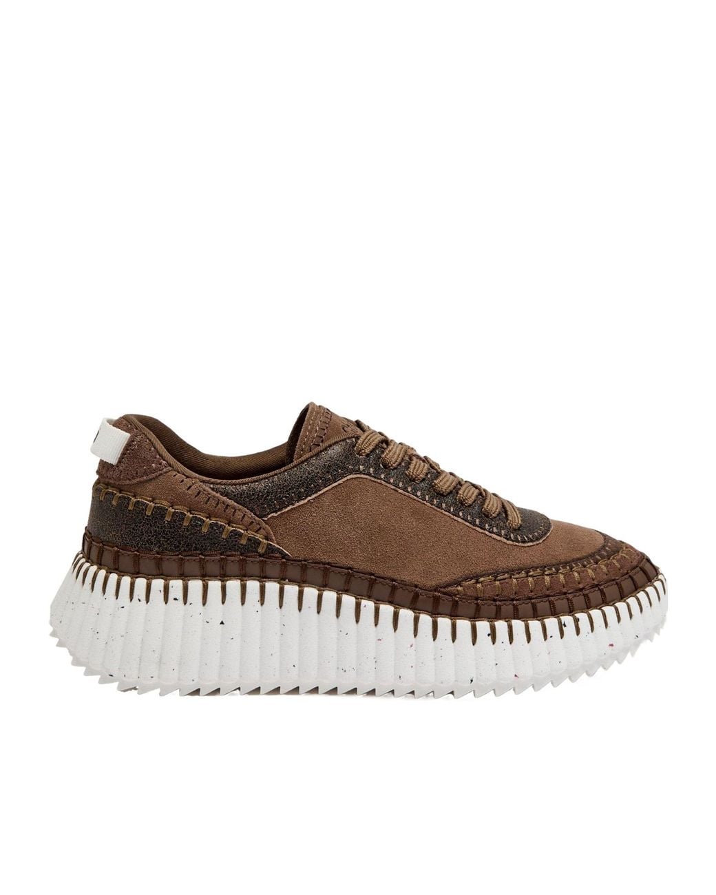 Chloé Brown Patchwork Thick-Soled Casual Shoes
