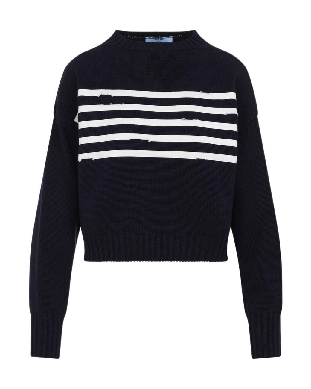 Prada Blue Cotton Pullover Sweater