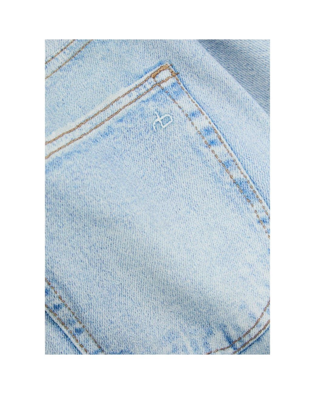 Rag & Bone Blue Loose Denim Printed Cotton Pants