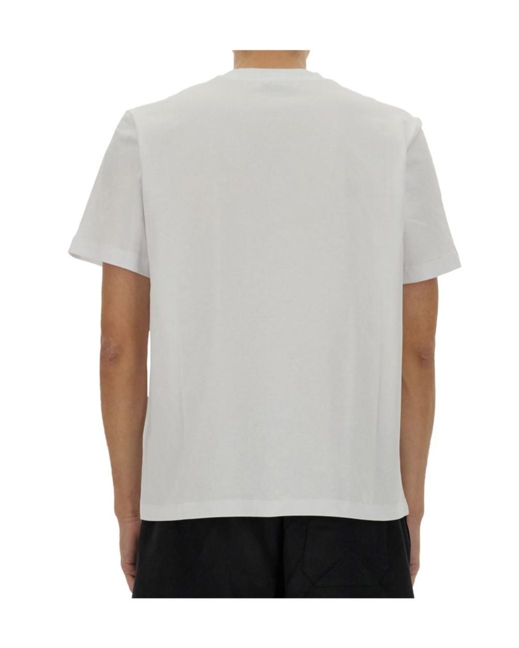 MSGM White Logo Embroidered Jersey T-Shirt for men