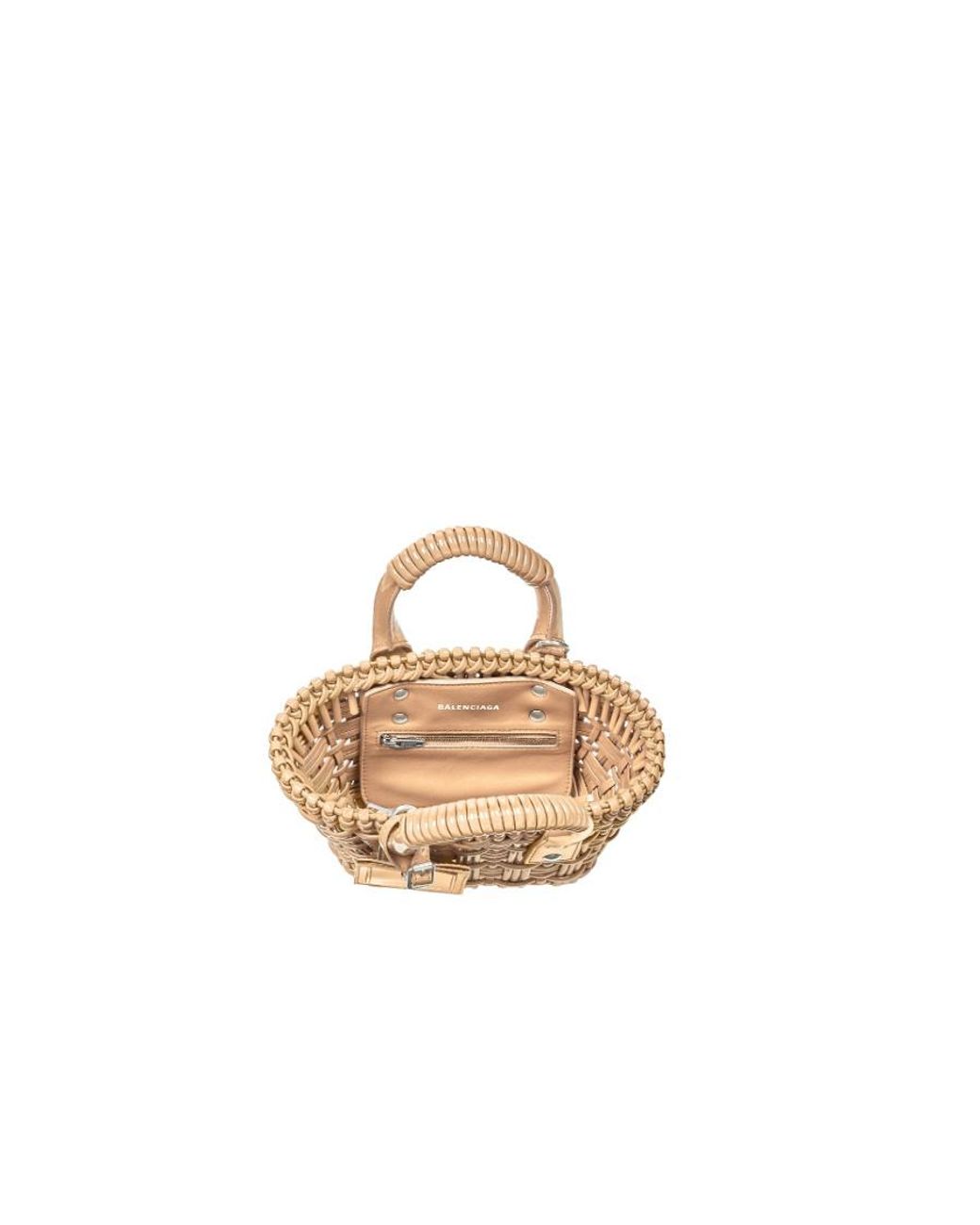 Balenciaga Natural Bistro Ultra-Small Shoulder Strap Basket Bag