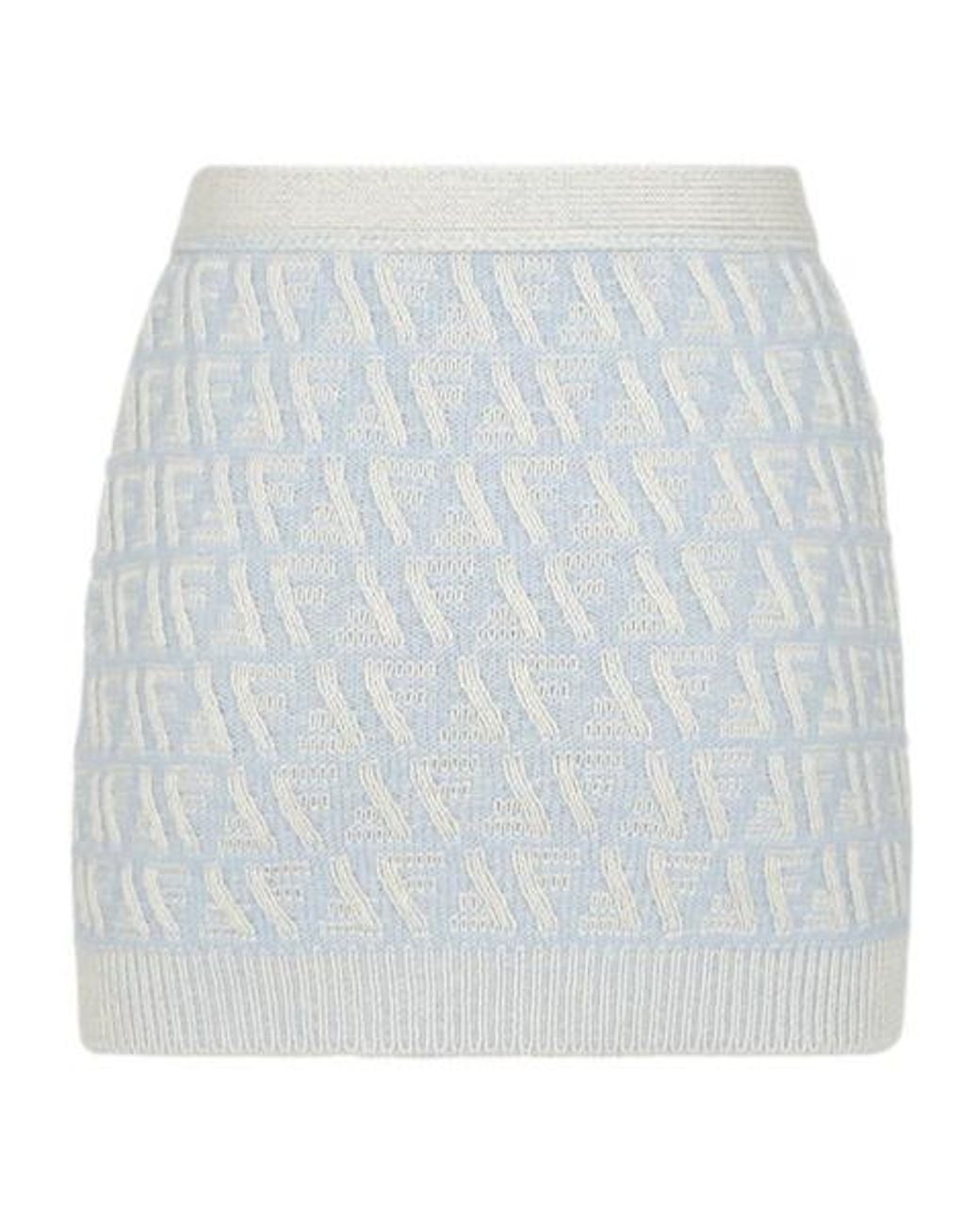 Fendi Gray Ff Logo Intarsia Knit Mini Skirt