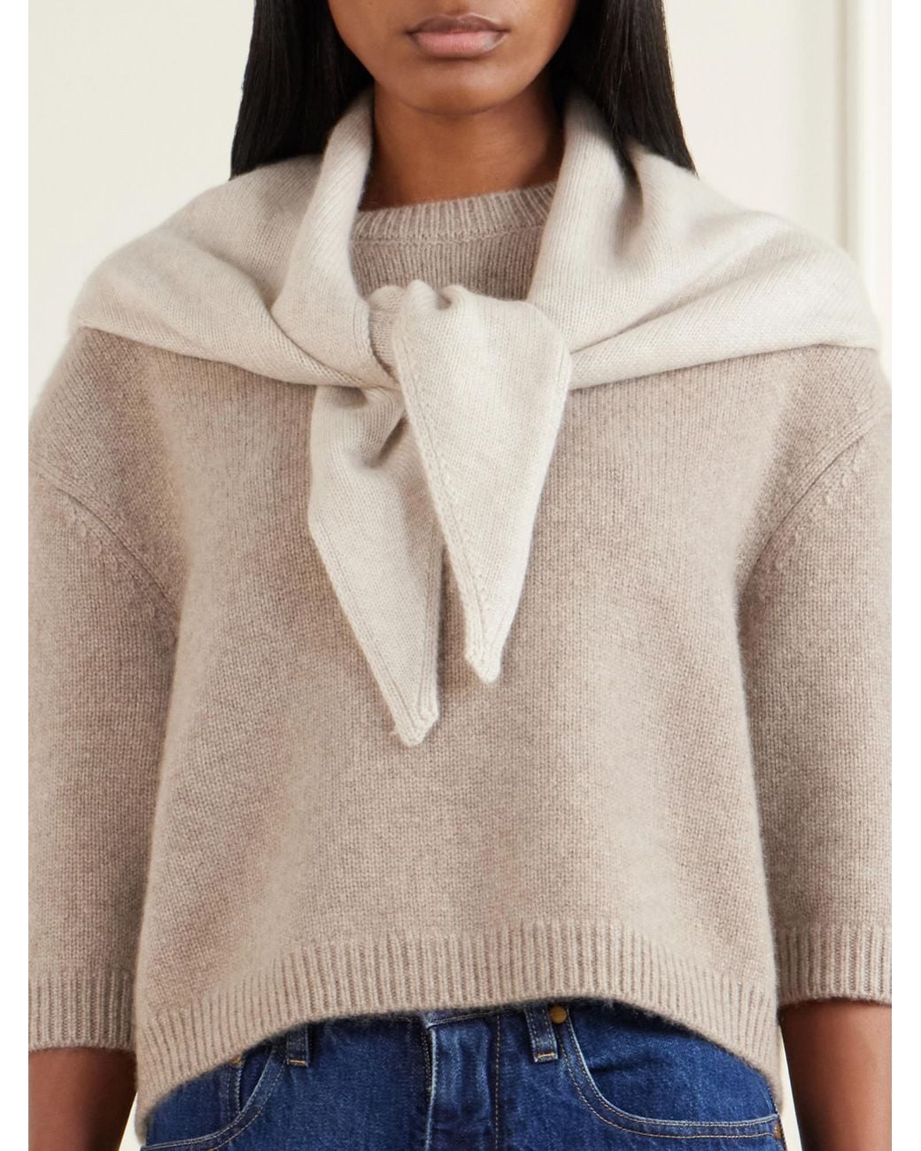 arch4 White Pure Cashmere Scarf
