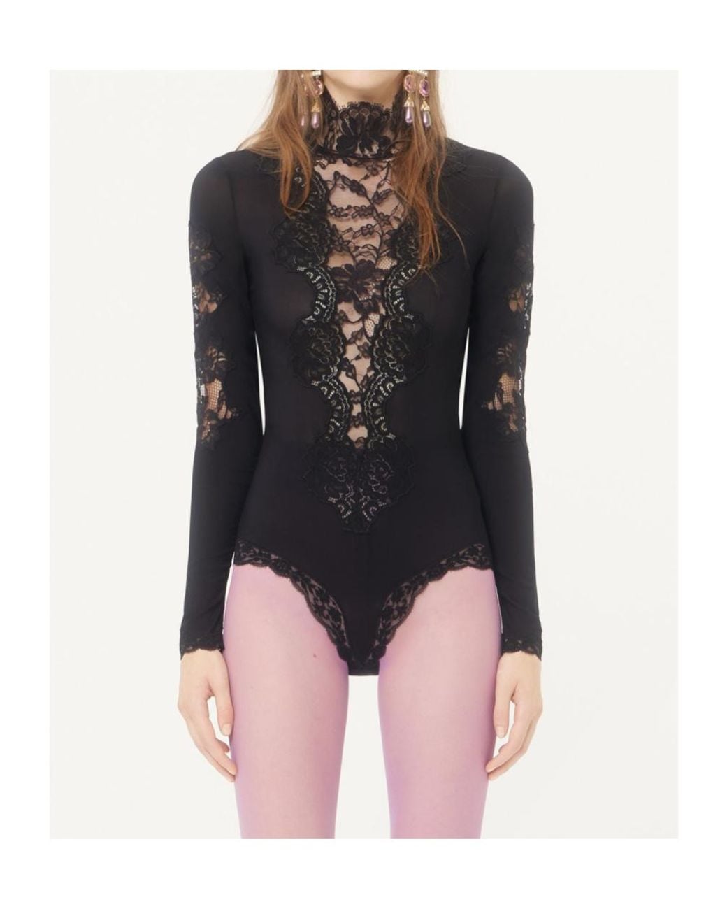 Valentino Blue Lace-Knit Bodysuit