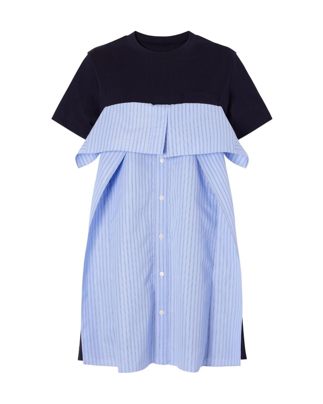 Sacai Blue Ruffled Poplin Mini Dress