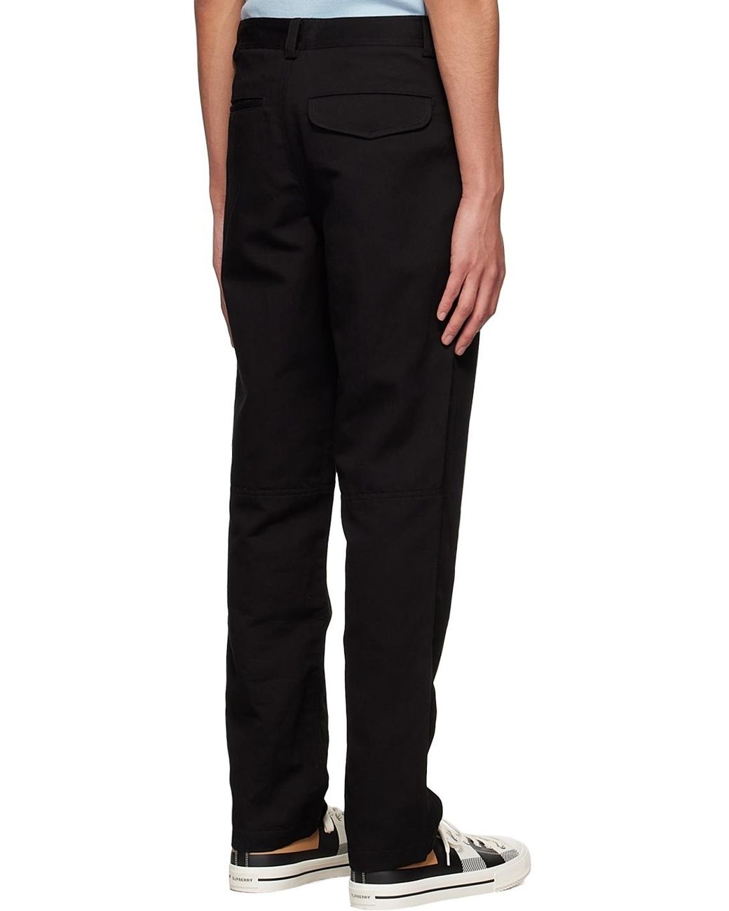 Burberry Black Button Detailed Straight Leg Trousers for men