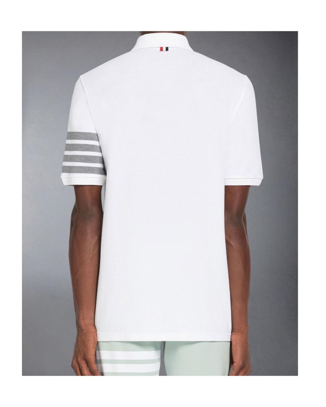 Thom Browne White Bar Short-Sleeved Polo Shirt for men