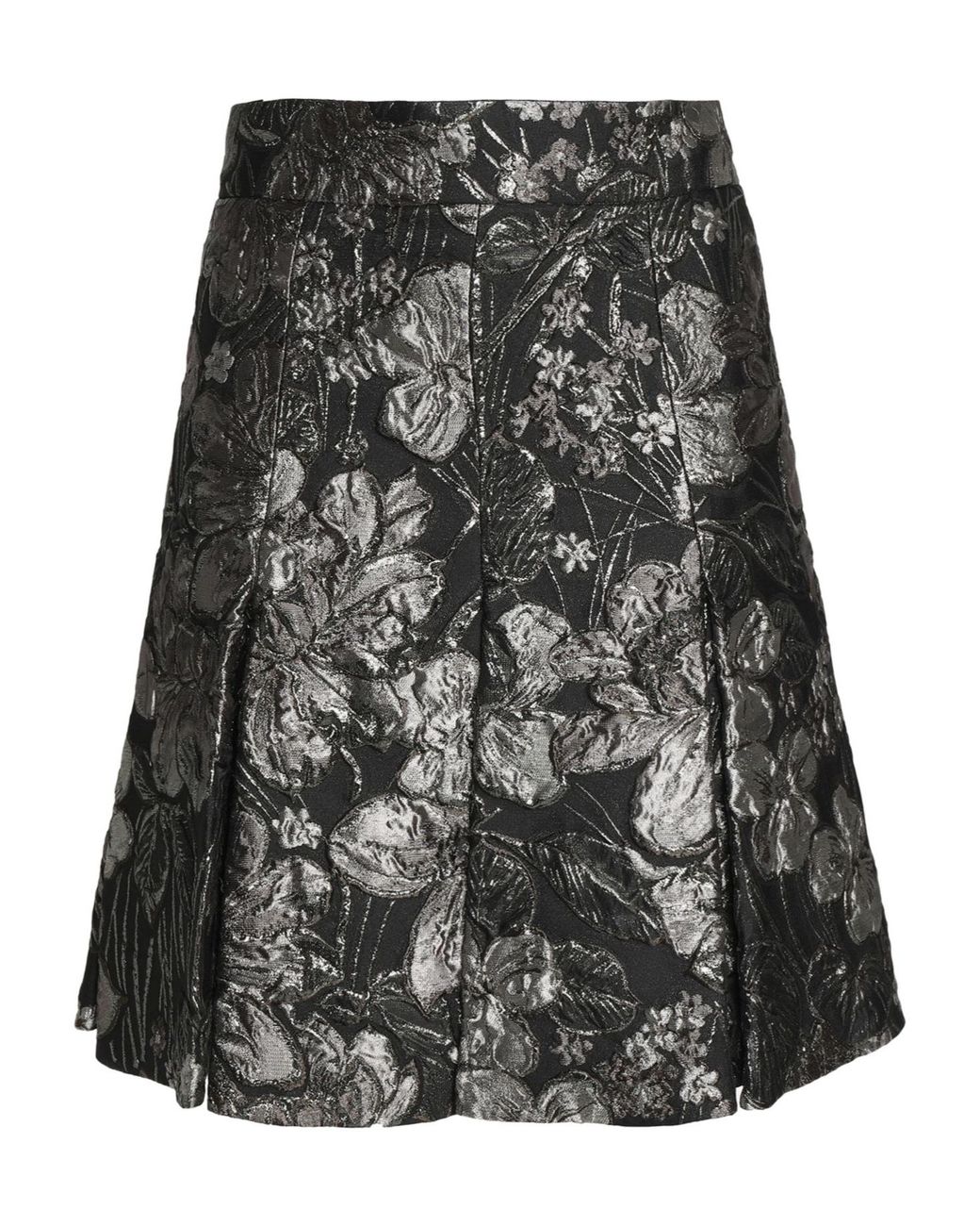 Dolce & Gabbana Gray Floral Jacquard Midi Skirt