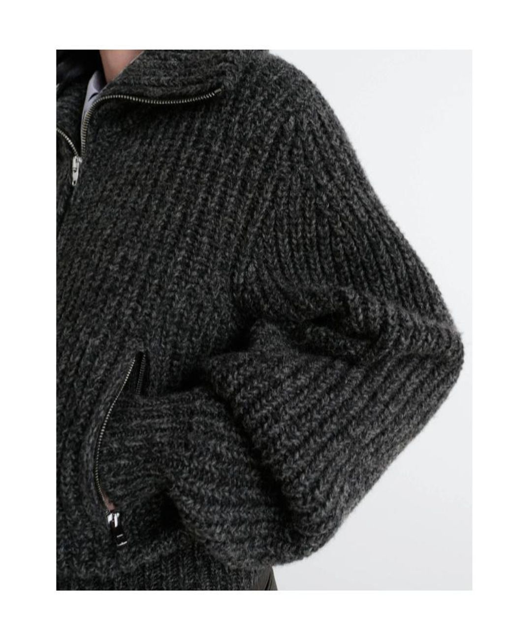 Lemaire Black Zip-Up Knitted Cardigan