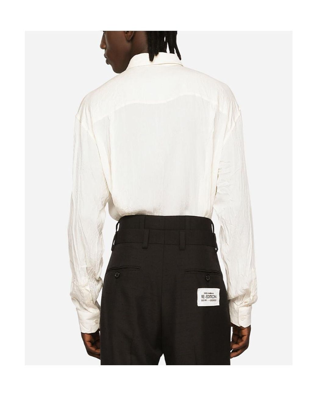 Dolce & Gabbana White Lapel Long-Sleeved Shirt for men