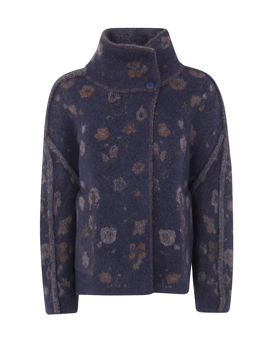 Boboutic Blue High-Neck Textured Jacket