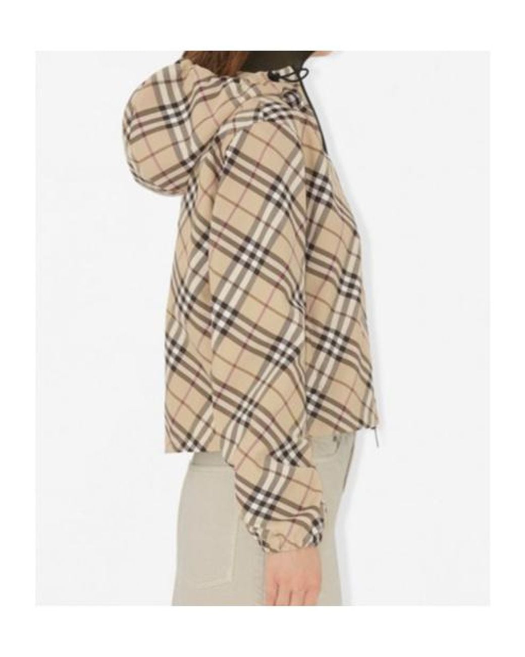Burberry Metallic Checked Hooded Zip-Up Jacket